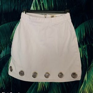 One way denim white o ring skirt